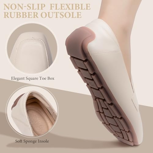 Image of Leather Loafer Shoes for Women Comfortable Lady Penny Loafer Shoes Flats Office Work Shoes