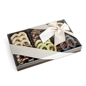 Chocolate Covered Pretzels, Gift Basket, 18 Assorted Gourmet Chocolate Pretzels Kosher Chocolate Food Gift Basket 6 Delicious Flavors Chocolate Pretzels