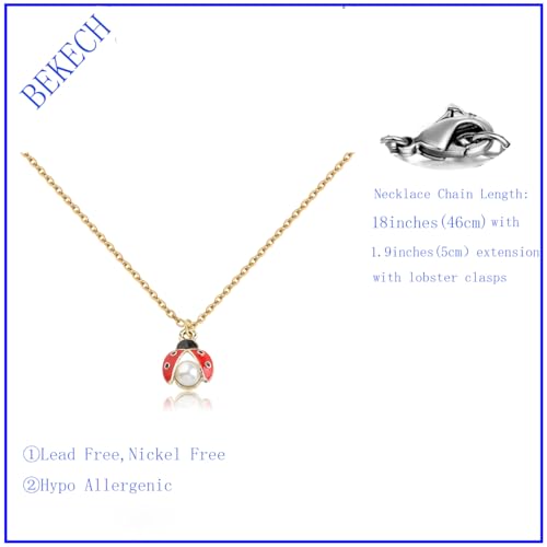 BEKECH Ladybug Necklace Good Luck Ladybug Daisy Pendant Necklace Good Luck Gifts For Friend Best Friend2