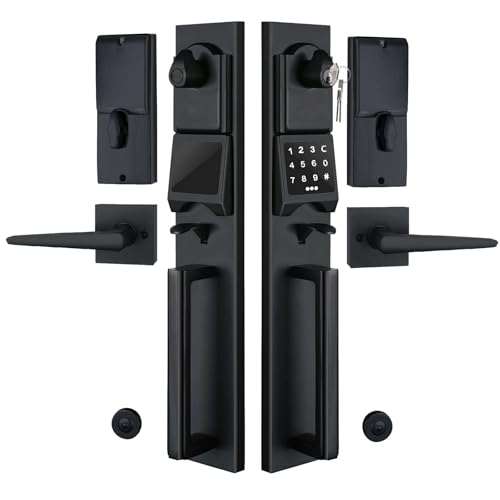 NEWBANG Digital Front Door Handleset with Keypad for Double Doors in Black Finish- Electronic Lockset with Dummy Set