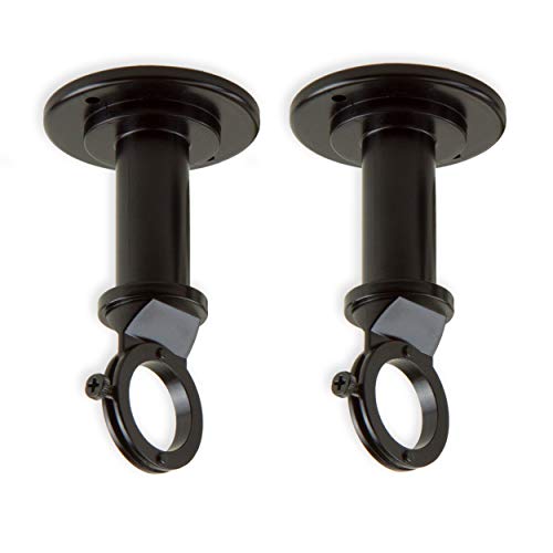 A&F Rod Décor - 1 inch Industrial Pipe Design Wall/Ceiling Bracket (Set of 2) - Black
