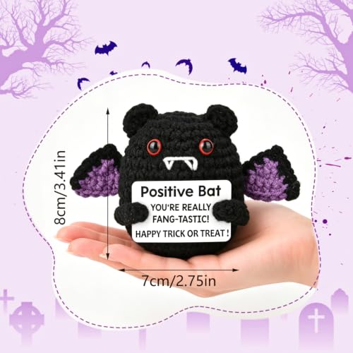 Positive Crochet Halloween Bats Gifts for Women Men Office Desk Decor - Image 2