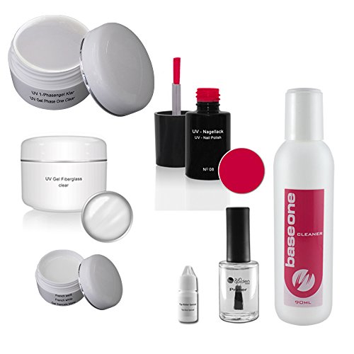 UV Gel Starterset inkl. UV/LED Kombi Lampe mit Fiberglas Gel, 1-Phasengel und Nailart Zubehör - Startset - Einsteigerset… – Bild 4