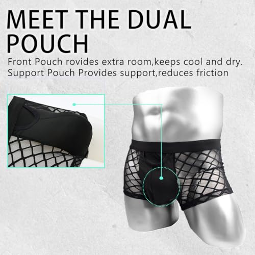 Mens Sexy Boxer Briefs Sheer Mesh Underwear Transparent Lightweight Soft Shorts Breathable Comfortable Body Fit4