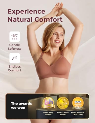 Image of Momcozy Nursing Bras for Breastfeeding, YN21 Seamless Ultra Comfort Maternity Bra, Natural Shape, Pregnancy Sleep Bralette