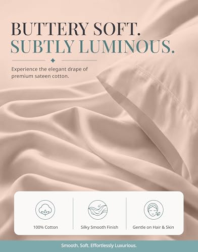 Image of Lane Linen 100% Cotton Extra Soft Full Size Bed Sheets Set - 450 TC Sateen Weave - Smooth, Comfortable Sheets For Everyday Use - Hotel Quality Luxury - Snugly Fits Mattress upto 15'' Deep - Sepia Rose