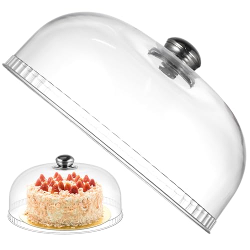 SHINEOFI Cubierta Transparente para Pastel Redonda Protector de Alimentos con Asa Tapa de Acrílico Anti-polvo para Postres y Tartas Diseño Compacto y Resistente