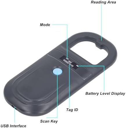 FOSA Animal ID Reader, Microchip Reader Scanner, Mini Animal Scanner, 134.2KHz ISO11784 85 FDX B EMID Handheld Pet Tag Chip Scanner USB Charging Built in Buzzer, 5.9inch, fosaqtaxo7vu5n