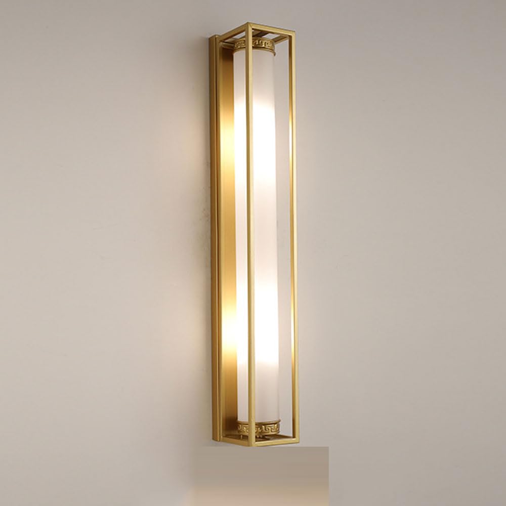MESOVFCA Elegant Gold/Black Retro Wall Lamp - American Style Lantern Transparent Glass Shade for Outdoor & Indoor(Gold-30.5in)