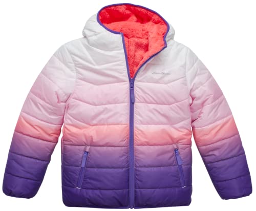 Image of Eddie Bauer Girls' Reversible Jacket - Deer Harbor Waterproof Lightweight Puffer Coat with Faux Shearling Lining (5-20)