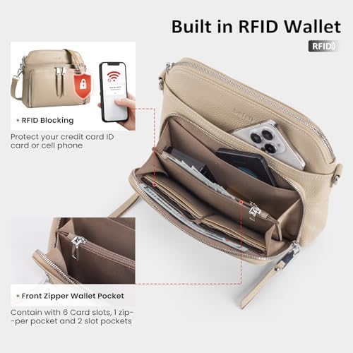Image of befen Genuine Leather Crossbody Purses for Women, Women's Small Crossbody Shoulder Bag with Built in RFID Wallet