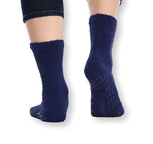 Pembrook Non Skid Socks - Hospital Socks - Slipper Socks - (4-Pairs) 2 Navy / 2 Pink. Great for adults, men, women. Designed for medical hospital patients but great for everyone - Thumbnail 6