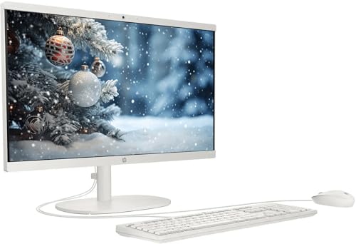 Image of HP 21.5 inch FHD All-in-One Desktop Computer, Dual-Core Intel Celeron, Windows 11 Pro, Snow White (Renewed) (Snow White, 8GB RAM | 512GB SSD)