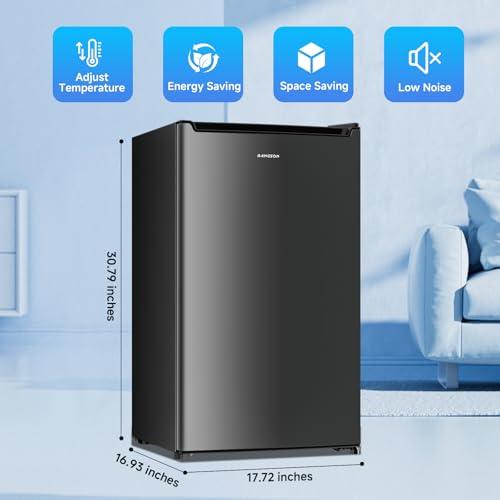 BANGSON 2.1 Cu.ft Upright Freezer, Compact Mini Freezer with Reversible Black Door, Adjustable Thermostat, Removable Shelves, Energy-Saving Small Freezer for Garage/Dorm/Office/Apartment, Black on Fridge.com