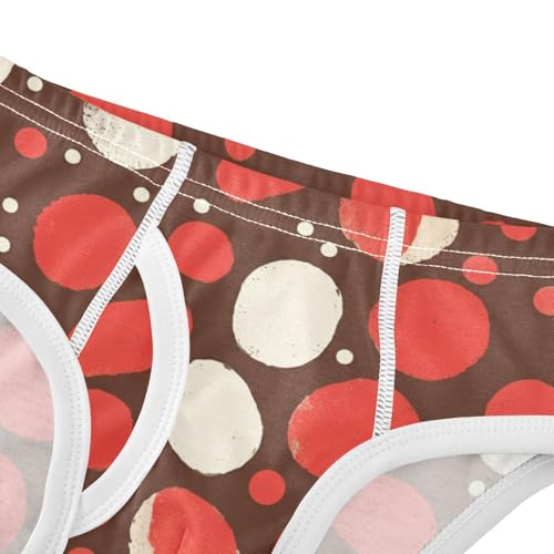 KLL White Polka Dot Red Background Chestnut Toddler Boys' Comfort Briefs Cute Children Undies4