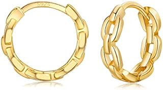 LYTOPTOP Gold Hoop Earrings for Women, 925 Sterling Silver Small Huggie Hinged Earrings, Hypoallergenic 8mm Cartilage Spleeper Hoops Piercings Jewellery for Girls Men