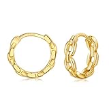 Creolen Gold Ohrringe für Frauen: Die kleinen Creolen sind aus 925er Sterling Silber & Gold plattiert, nickelfrei, hypoallergen und so leicht, dass man sie kaum bemerkt, wenn man sie anlegt.