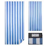 TMEOG Microfibre Beach Towels 180x80cm Extra Large Sand Free Beach Towel for Adults Compact Thin Travel Towel Women Men Lightweight Swim Pool Yoga Towel with Bag(Blue Stripes)