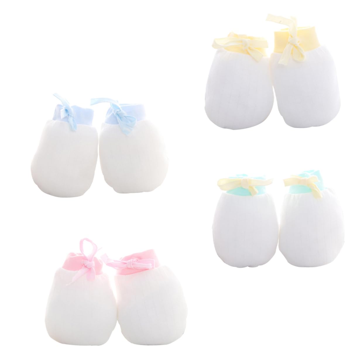 FRCOLOR Infant Mittens 4 Pairs Newborn Gloves Anti-scratching Warmth for Toddlers Random Color