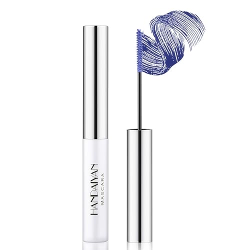 YBUETE Sapphire Blue Mascara, Mascara for Cosplay Party Eye Makeup, Long-Lasting Waterproof Colored, Long & Thick Curling Eyelash Modifier, Colorful Eye Makeup Present for Women