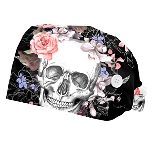 Chapeaux bouffants 2PCS tête de crâne de sucre mort rose