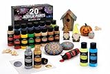 Outdoor acrylic paint set (2 fl oz)- 20 Tubes 2 with Glow in the Dark Effect - Art supplies for Adults - For multiple use- Woods, Leather, Metal & Fabric Paint & Paint for rocks Outdoor/Craft paint