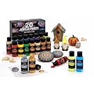 Outdoor acrylic paint set (2 fl oz)- 20 Tubes 2 with Glow in the Dark Effect - Art supplies for Adults - For multiple use- Woods, Leather, Metal & Fabric Paint & Paint for rocks Outdoor/Craft paint