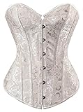 HNGHOU Women's Plus Size Corset Tops Sexy Satin Overbust Waist Cincher Bustier Corset Shapewear (Apricot,Medium)
