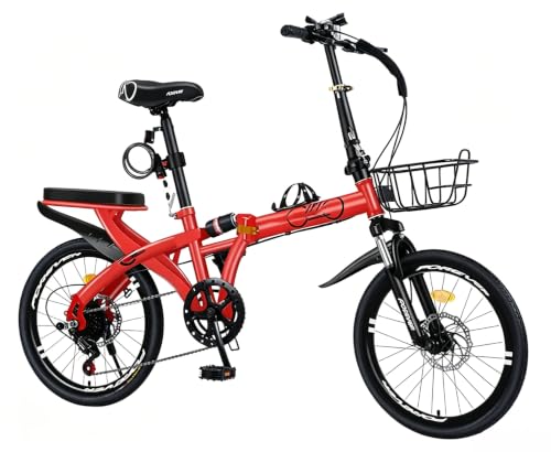 QKBMFK 22In Bicicleta Plegable,Bicicleta Plegable para Adultos,Bicicleta Plegable Ligera para Hombres Y Mujeres Bicicleta Plegable Ajustable En Altura De Acero Al Carbono Carga Máxima De 150Kg C,20in