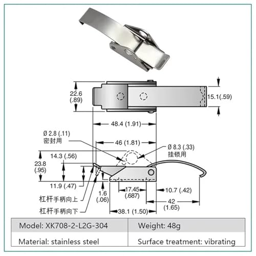 Verrou à traction excentrique robuste à forte compression pour coffre de remorque - 3