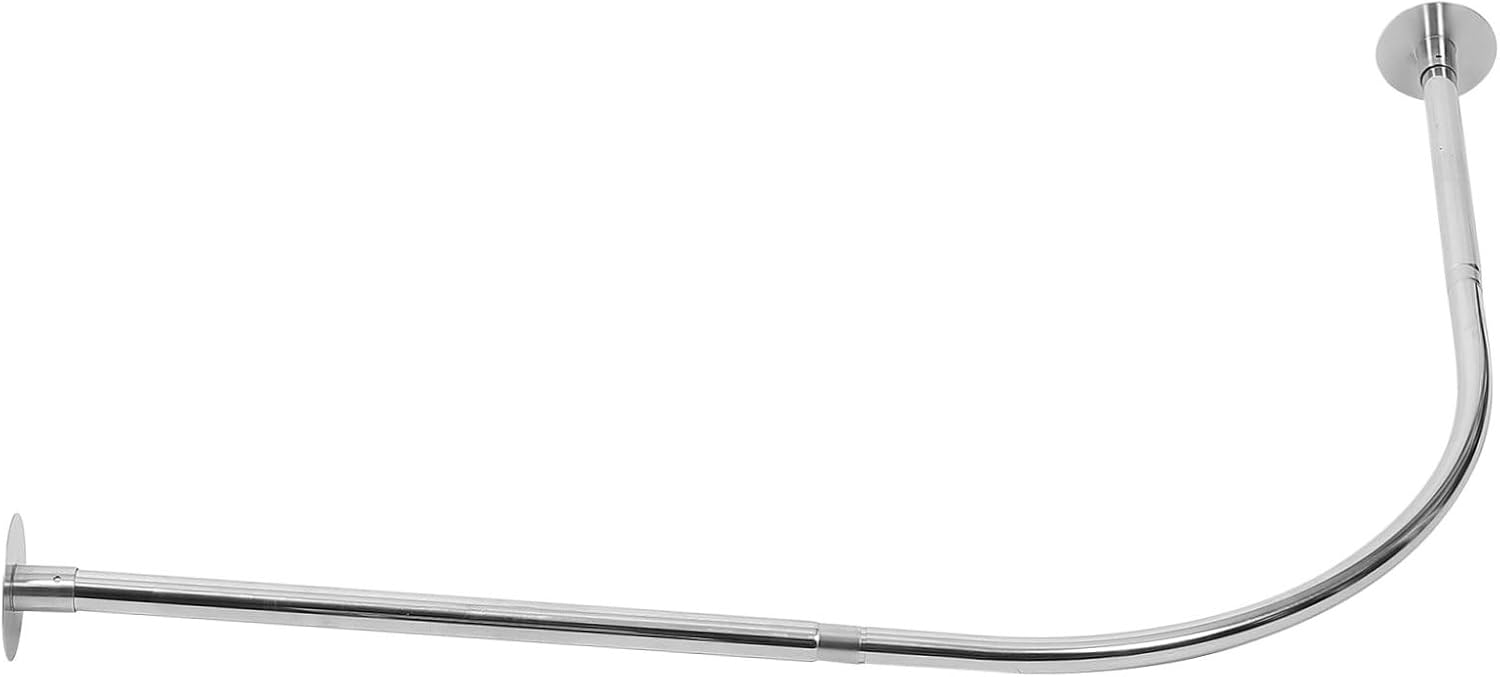 Curved Tension Curtain Rod Telescoping Design for Bathroom Closet Shower Use Heavy Duty Easy to Install No Drilling Required