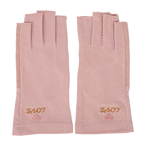 Anti-UV- für Gel-Nagel-Lampen-Maniküre- UV-Schutz Dehnbare Atmungsaktive Fingerlose Faser-Baumwoll-Nagel-Lampen- für Den Heimsalon(Hellrosa Grau)