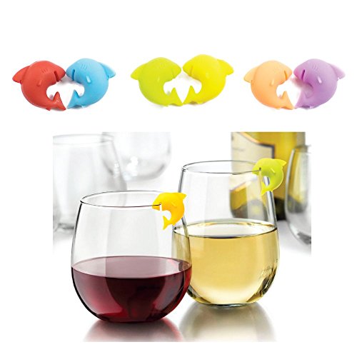 The ORIGINAL Shark Mark Silicone Drink Markers Wine Glass Charms