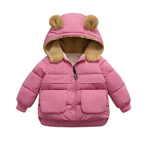 LOIJMK Niños Niños Bebé Invierno Cálido Sólido Abrigos Orejas De Orejas De Orejas Con Capucha Chaqueta Acolchada Ropa Exterior Chaleco De Punto, Rosa., 18-24 meses