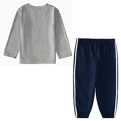 Image of adidas boys 2-piece Long Sleeve Poly Melange Tee and Joggers Set