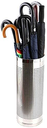 Porte-parapluies en acier inoxydable argenté perforé pour entrée de bureau