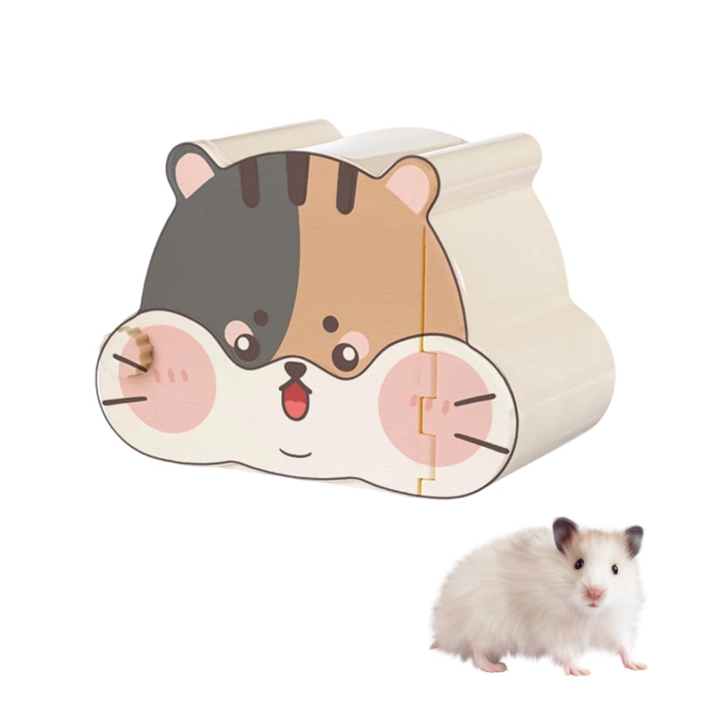 Magnetic Hamster Hideout, Semi Enclosed Sleeping Nest for Syrian Gerbil, Cartoon Animal Shape, Easy Clean for Cage