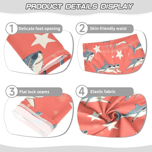 Sharks Sunglasses Girls' Leggings Toddler Doodles Kids Yoga Pants Dance Active Tights 4T3