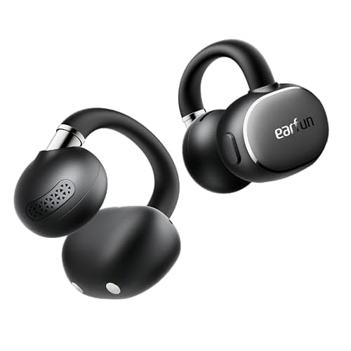 EarFun Clip 2 Open Ear Earbuds, Clip On Headphones, LDAC, Hi-Res Audio, 12mm Titanium Driver, 4 Mics AI Clear Call, AI Translation Earbuds, Secure Fit, 40H Playtime, Bluetooth 6.0 for Runnin