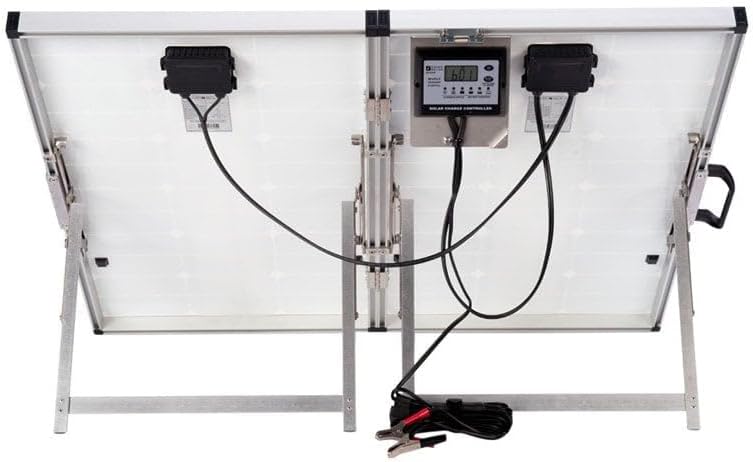Back view of ZAMP SOLAR 140 Watt Folding Kit showing charge controller and connections