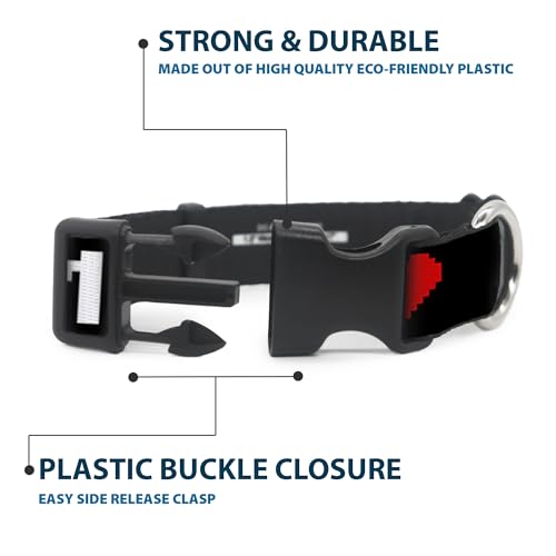 Collar de 8 puntas Buckle Down ajustable para perros medianos negro y rojo 5
