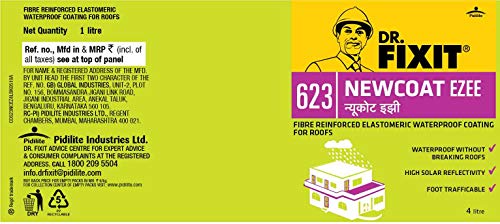 Image of DR. FIXIT 201 Crack X Paste, Ready to use crack filler for internal & external surface cracks on roofs - 1Kg & 623 Newcoat Ezee Waterproof Coating For Roofs - 1 L