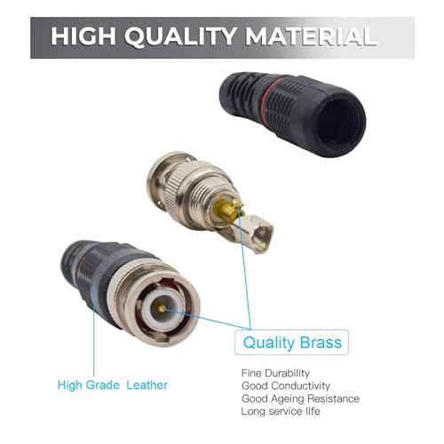 Image of MX BNC Male Connector - Pack of 100 Coaxial Cable Adapters with PVC Caps, Shock-Proof, for CCTV, Video, RF, and Test Equipment, 50Ω /75Ω Compatible