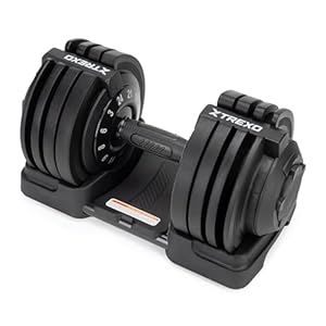 TREXO Verstelbare halter 18-40 kg gewichtsregeling met draaiknop Verstelbare halter van ijzer voor fitnessoefeningen verstelbare dumbell met ergonomische anti-slip handgreep kleur zwart