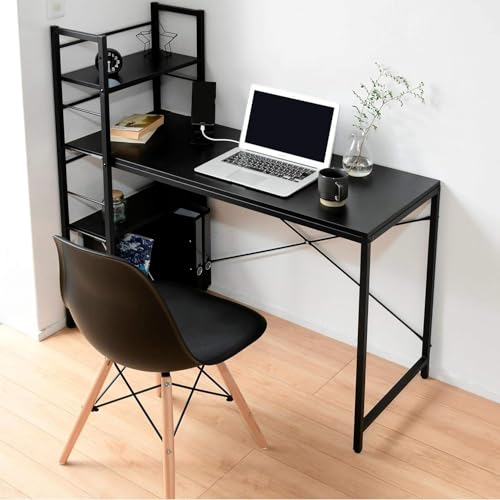 Amazon | デスク 選べる幅 (幅 90 幅 110) ラック付き (左右入れ替え