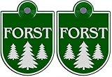 Schilderio Premium Saugnapfschild Schild Forst 3 mm Acrylglas ca.90x125 mm Forst Schild Auto mit 1x Saugnapf 30 mm Autoschild Forst zur Befestigung an Autoscheiben von innen (Packung mit 2)