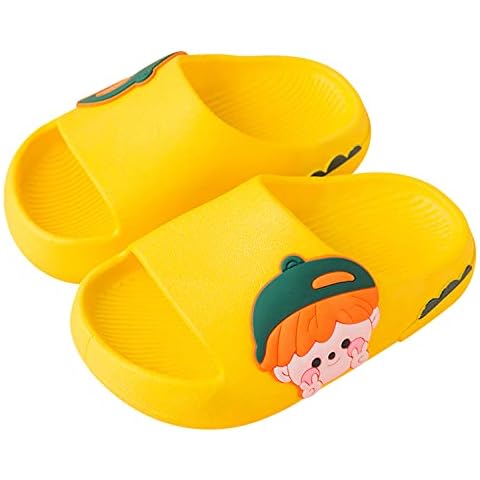 WYSFLY Boys Girls Summer Slippers Kids Soft Sliders Child Beach Pool Slide Sandals Non-slip House Slippers Yellow 8.5/9 UK Child Cover