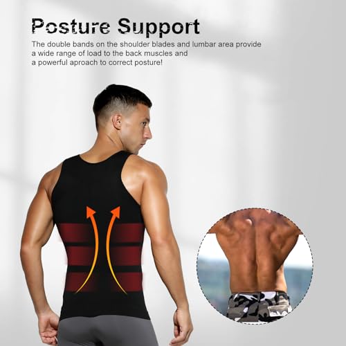 Arjen Kroos Men's Compression Muscle Undershirts Slimming Tank Top Shapewear Body Shaper 4 Pack4