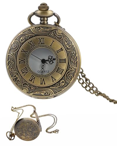 MenYiYDS Montre Gousset Vintage, Poche Vintage Homme Gousset Rétro à Quartz avec Chaîn, Ancienne à Chiffres Romains Mode Montre en Alliage Cadeau...