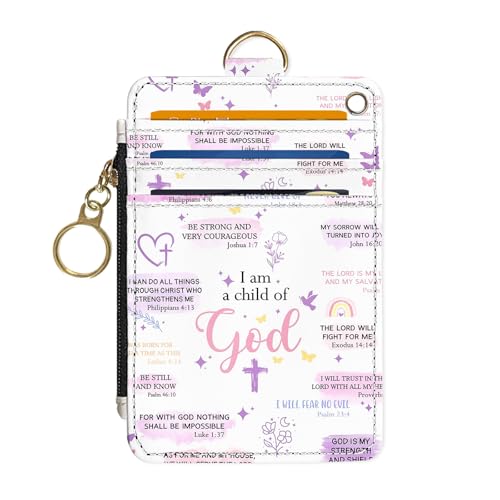 Image of Slim Wallet Credit Card Holder,Text C, RFID Wallet Women Cute Small Front Pocket Wallet With Zipper, PU Leather Thin travel RFID Blocking Card Case ID Window,Ladies Gifts